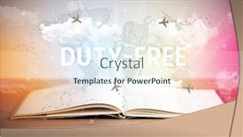  Presentation with open book - Amazing slide set having open-book-with-duty-free backdrop and a sky blue colored foreground