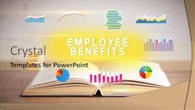  Presentation with employee benefits - PPT theme consisting of open-book-with-employee-benefits background and a yellow colored foreground