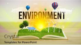  Presentation with renewable energy - Colorful presentation theme enhanced with open-book-with-environment-inscription backdrop and a yellow colored foreground