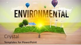  Presentation with open book - PPT layouts having open-book-with-environmental-inscription background and a coral colored foreground