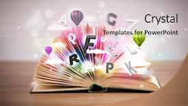  Presentation with open book - Presentation design featuring open book with flying 3d background and a lemonade colored foreground