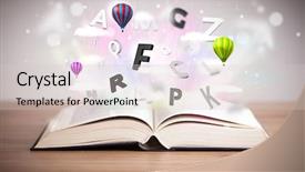  Presentation with open book - Slide set enhanced with open book with flying 3d background and a lemonade colored foreground