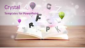  Presentation with open book - Audience pleasing presentation theme consisting of open book with flying 3d backdrop and a  colored foreground