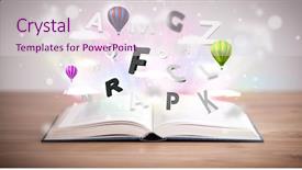  Presentation with open book spiral - Beautiful slide set featuring open book with flying 3d backdrop and a  colored foreground