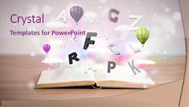  Presentation with open book spiral - PPT theme consisting of open book with flying 3d background and a  colored foreground