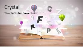  Presentation with open book - Presentation design with open book with flying 3d background and a lemonade colored foreground