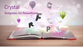  Presentation with open book spiral - Theme enhanced with open book with flying 3d background and a lemonade colored foreground