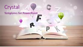  Presentation with open book spiral - PPT theme enhanced with open book with flying 3d background and a  colored foreground