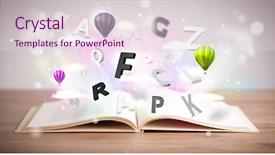  Presentation with open book - Slide set having open book with flying 3d background and a  colored foreground