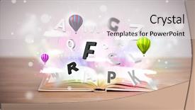  Presentation with book wide open - PPT theme consisting of open book with flying 3d background and a lemonade colored foreground