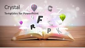  Presentation with open book - Slides featuring open book with flying 3d background and a lemonade colored foreground