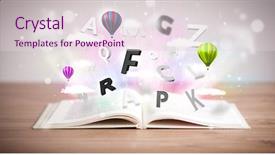  Presentation with open book - Theme featuring open book with flying 3d background and a lemonade colored foreground