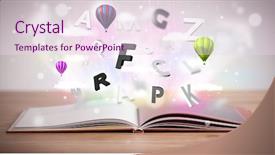  Presentation with open book spiral - Beautiful PPT layouts featuring open book with flying 3d backdrop and a pink colored foreground