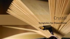  Presentation with fountain pen - Amazing PPT layouts having open-book-with-fountain-pen backdrop and a yellow colored foreground