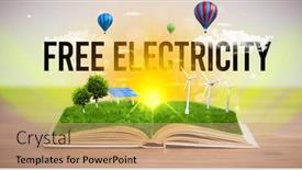  Presentation with free energy - Colorful presentation theme enhanced with open-book-with-free-electricity backdrop and a coral colored foreground