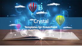  Presentation with open book - Colorful slide set enhanced with open book with glowing fantasy backdrop and a teal colored foreground