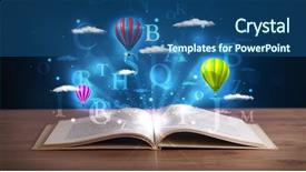  Presentation with story book fantasy - Colorful presentation enhanced with open book with glowing fantasy backdrop and a ocean colored foreground