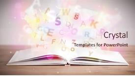  Presentation with open book - Slide deck with open book with glowing letters background and a lemonade colored foreground