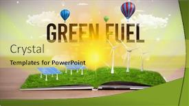  Presentation with fuel - Cool new slide deck with open-book-with-green-fuel backdrop and a yellow colored foreground