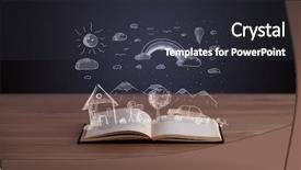  Presentation with open book - Slide set with waffle with syrup and berries on white background background and a lemonade colored foreground