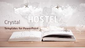  Presentation with hostel - Slide set featuring open-book-with-hostel-inscription background and a lemonade colored foreground