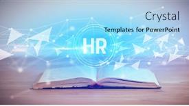  Presentation with open book - PPT theme having open-book-with-hr-abbreviation background and a light blue colored foreground