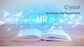  Presentation with open book - PPT theme featuring open-book-with-hr-abbreviation background and a arctic colored foreground