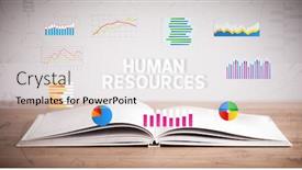  Presentation with human resources - Beautiful PPT theme featuring open-book-with-human-resources backdrop and a white colored foreground