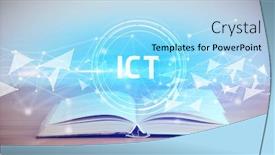  Presentation with open book - Cool new slides with open-book-with-ict-abbreviation backdrop and a light blue colored foreground