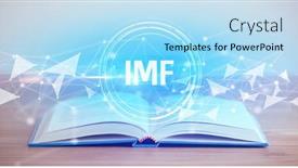  Presentation with open book - PPT theme having open-book-with-imf-abbreviation background and a light blue colored foreground