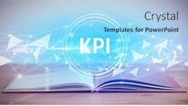  Presentation with open book - Amazing PPT theme having open-book-with-kpi-abbreviation backdrop and a light blue colored foreground