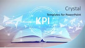  Presentation with open book - Audience pleasing theme consisting of open-book-with-kpi-abbreviation backdrop and a light blue colored foreground