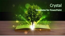  Presentation with green tree - Beautiful presentation design featuring open book with magical green backdrop and a  colored foreground