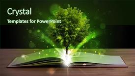  Presentation with green tree - PPT theme having open book with magical green background and a  colored foreground