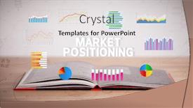  Presentation with positioning - Amazing slide set having open-book-with-market-positioning backdrop and a light gray colored foreground