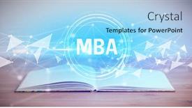  Presentation with open book - Presentation design enhanced with open-book-with-mba-abbreviation background and a light blue colored foreground