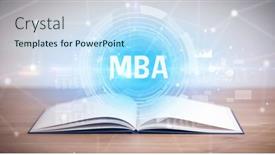  Presentation with open book - Slide deck having open-book-with-mba-abbreviation background and a sky blue colored foreground