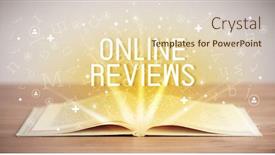  Presentation with social media - Presentation theme having open-book-with-online-reviews background and a lemonade colored foreground