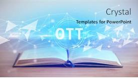  Presentation with open book - Colorful slide set enhanced with open-book-with-ott-abbreviation backdrop and a light blue colored foreground