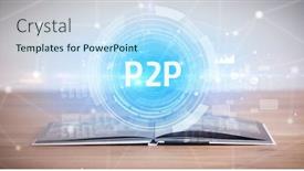  Presentation with open book - Colorful PPT theme enhanced with open-book-with-p2p-abbreviation backdrop and a sky blue colored foreground