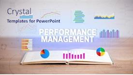  Presentation with performance management - Beautiful PPT layouts featuring open-book-with-performance-management backdrop and a sky blue colored foreground