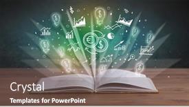  Presentation with open book - Slide deck having open-book-with-profit-icons background and a tawny brown colored foreground