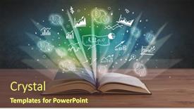  Presentation with open book - Theme with open-book-with-profit-icons background and a tawny brown colored foreground