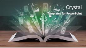  Presentation with profit - Presentation theme consisting of open-book-with-profit-icons background and a ocean colored foreground