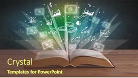  Presentation with profit - PPT theme having open-book-with-profit-icons background and a tawny brown colored foreground