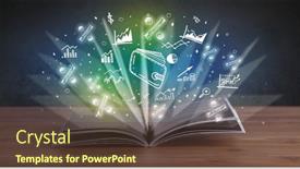  Presentation with profit - Presentation theme enhanced with open-book-with-profit-icons background and a tawny brown colored foreground