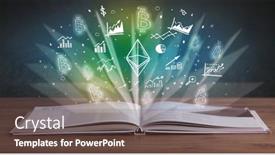  Presentation with profit - Slide deck with open-book-with-profit-icons background and a tawny brown colored foreground