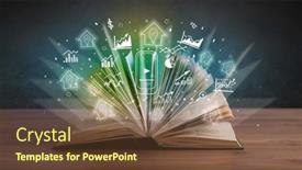  Presentation with profit - Slide deck having open-book-with-profit-icons background and a  colored foreground