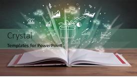  Presentation with profit - Slide set enhanced with open-book-with-profit-icons background and a seafoam green colored foreground