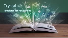  Presentation with profit - PPT layouts enhanced with open-book-with-profit-icons background and a ocean colored foreground